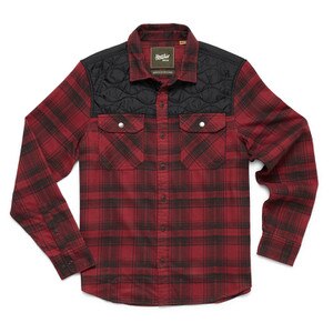 Howler Brothers Quintana Quilted Flannel Shirt Men's in Big Barrett Plaid Brick Red